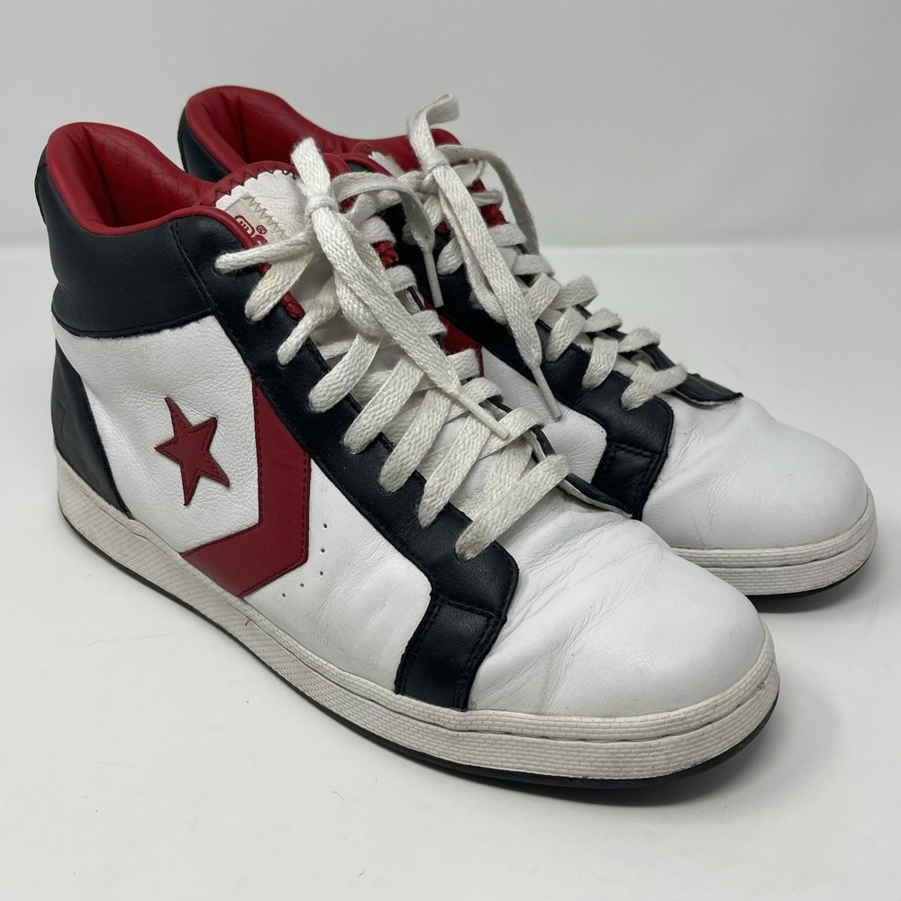 Vintage Converse Weapon Mid White Red Black Sneaker Shoe Mens‎ Size 10.5
